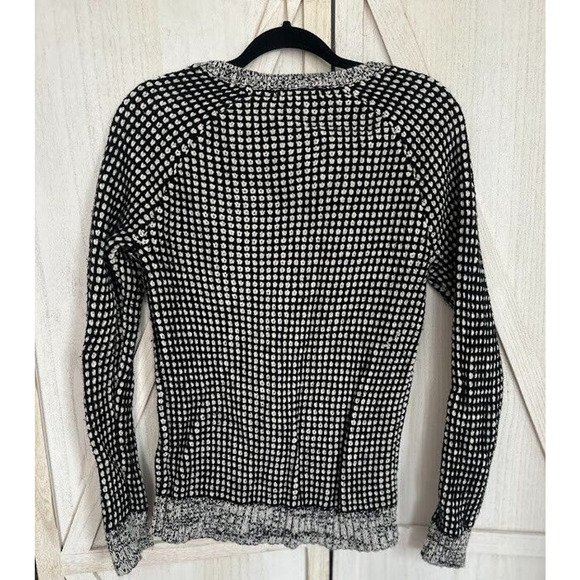 Banana Republic Sweater Womens Small Black White Knit Stretch Wool Blend Check - Picture 5 of 6